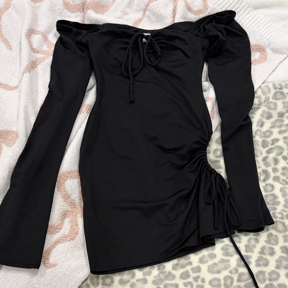 Thatssofetch Black Off-Shoulder Dress